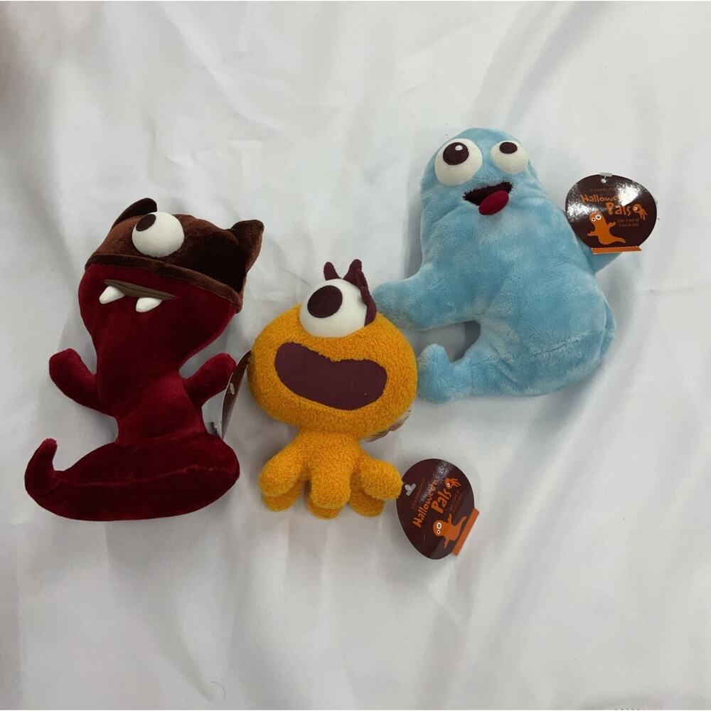 Starbucks Halloween Pals Vampire Devil Cyclops Ghost Lot Of 3 Plush‎ 9"